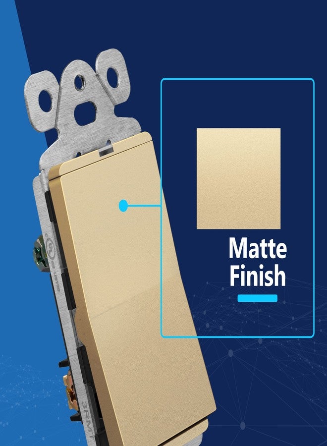 LIDER Minimalist Design Matte Finish Lighted Decorator Switch, Frameless Paddle Light Switch with Locator Light, Grounding Screw, 3-Way or Single Pole, 15A 120V, UL Listed, LS15-3W-GD, Gold - Image 2