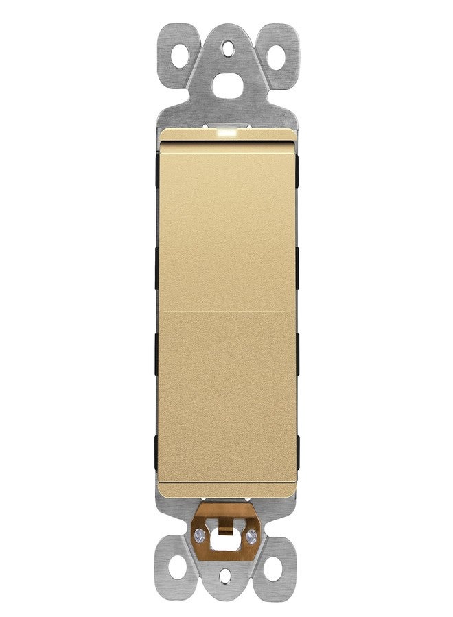 LIDER Minimalist Design Matte Finish Lighted Decorator Switch, Frameless Paddle Light Switch with Locator Light, Grounding Screw, 3-Way or Single Pole, 15A 120V, UL Listed, LS15-3W-GD, Gold - Image 1