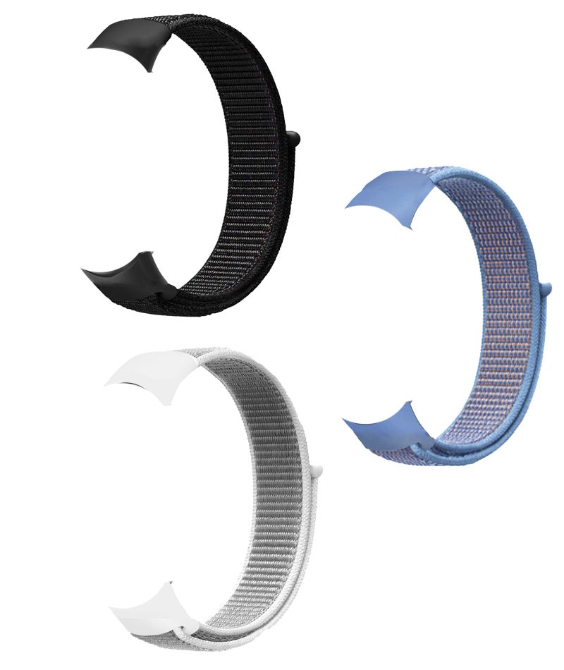 BdelrinQue 3 Pcs for Mi Band 8/9/10 Strap, Replacement Bands for Mi Band 8/9, Breathable and Adjustable Watch Straps, Comfortable for Gift, Workouts and Daily Use, Blue Black White - Image 1