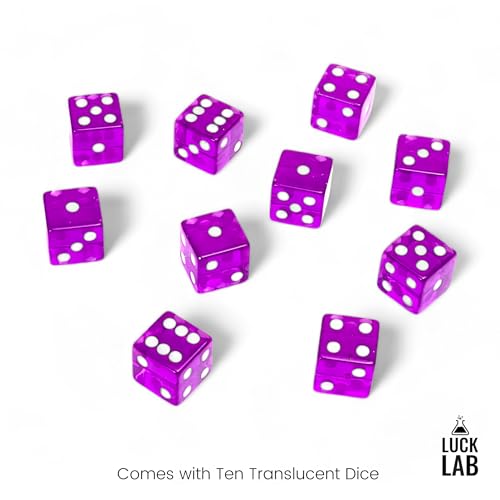 Luck Lab 10 Piece 19 mm Dice Pack Acrylic and Translucent D6 Dice Square wRounded Edge for Casino Craps RPG MTG DND Dice Table Games and Board Games Purple - Image 5