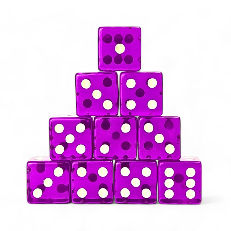 Luck Lab 10 Piece 19 mm Dice Pack Acrylic and Translucent D6 Dice Square wRounded Edge for Casino Craps RPG MTG DND Dice Table Games and Board Games Purple - Image 3