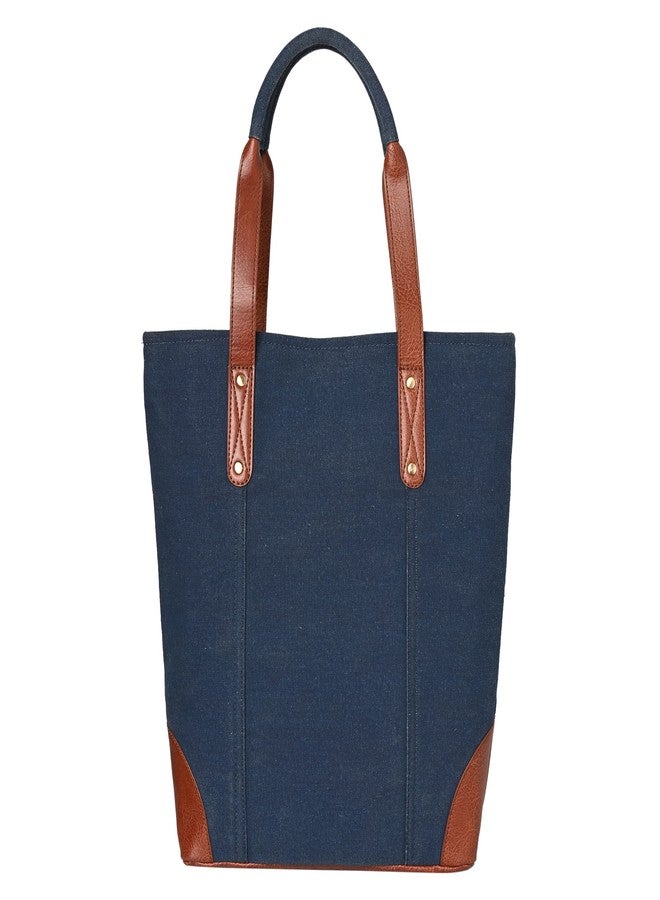 Mona B Canvas Tote Handbag for Women with Pouch perfect for Travel, College and office Use - Navy - Image 2