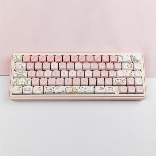 Hyekit PBT Keycaps - 145 Keys MOA Profile Pink Pig Keycaps, Dye-Sublimation Cute Keycap Set for Cherry Gateron MX Magnetic Switches Mechanical Keyboard - Image 3