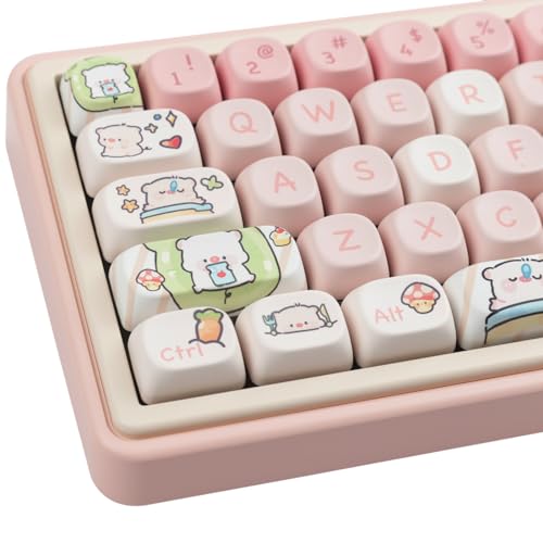 Hyekit PBT Keycaps - 145 Keys MOA Profile Pink Pig Keycaps, Dye-Sublimation Cute Keycap Set for Cherry Gateron MX Magnetic Switches Mechanical Keyboard - Image 1
