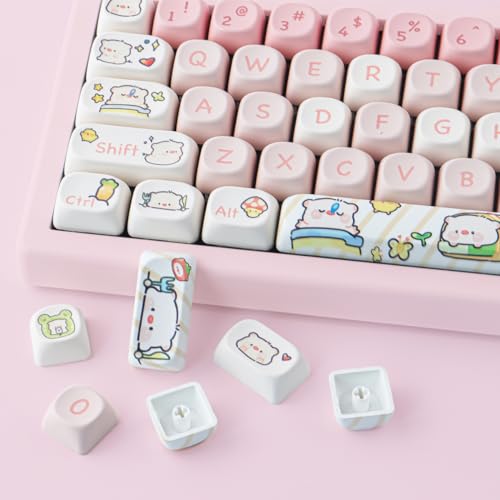Hyekit PBT Keycaps - 145 Keys MOA Profile Pink Pig Keycaps, Dye-Sublimation Cute Keycap Set for Cherry Gateron MX Magnetic Switches Mechanical Keyboard - Image 2