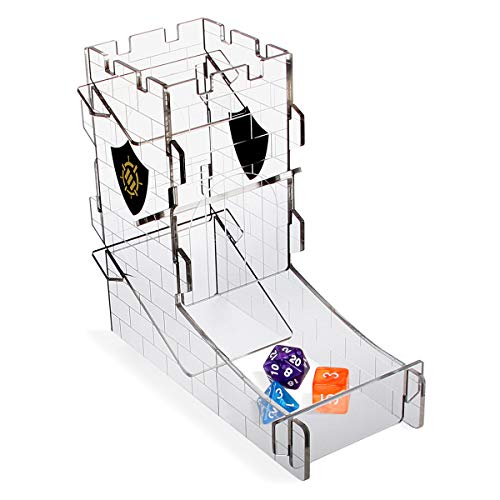 ENHANCE Dice Tower and Tray for Tabletop RPG Games Portable Roller with Castle Tower Design Roll Up to 14 Standard Dice at Once Etched Castle Rolling Tray Great for Game Nights - Image 1