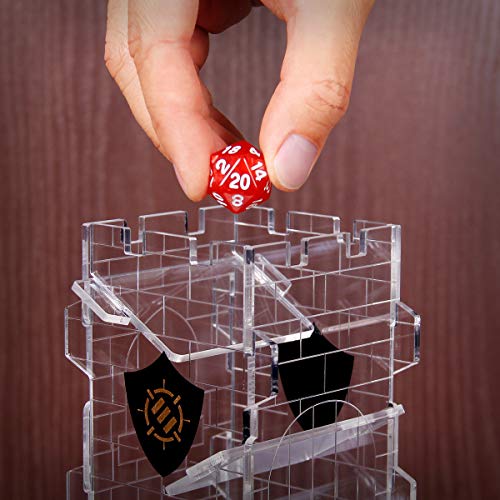 ENHANCE Dice Tower and Tray for Tabletop RPG Games Portable Roller with Castle Tower Design Roll Up to 14 Standard Dice at Once Etched Castle Rolling Tray Great for Game Nights - Image 5