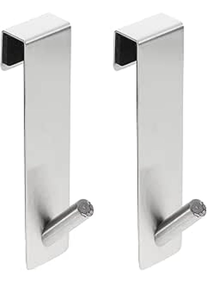 Stainless Steel 2 Pack Bathroom Hook Set Nail Free Hanging Door Hooks for Glass Wall - Image 1