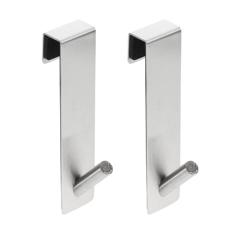 Stainless Steel 2 Pack Bathroom Hook Set Nail Free Hanging Door Hooks for Glass Wall - Image 2