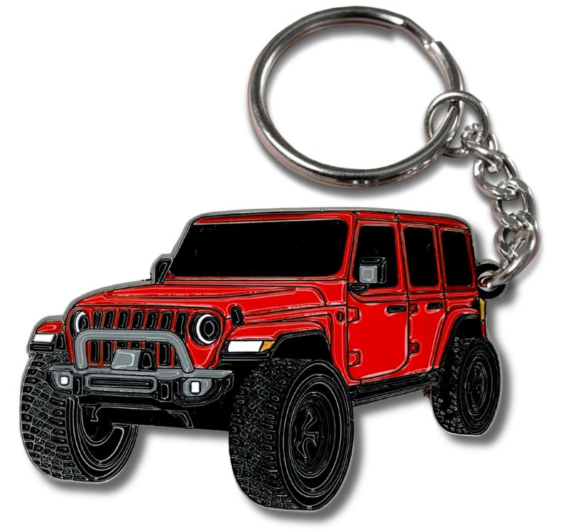 FOUR WHEEL BEAST Jeep Wrangler Keychain - Officially Licensed Jeep Rubicon Accessories JL Key Chain JKU 2024 2023 (Red) - Image 1