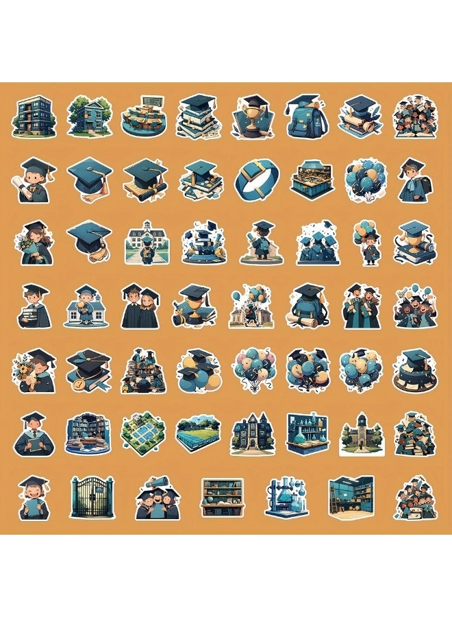 clooudiss Graduation Anime Stickers & Decals – 55 Reusable Colorful Cartoon Stickers | Perfect Gift for Graduates & Party Decor - Image 2