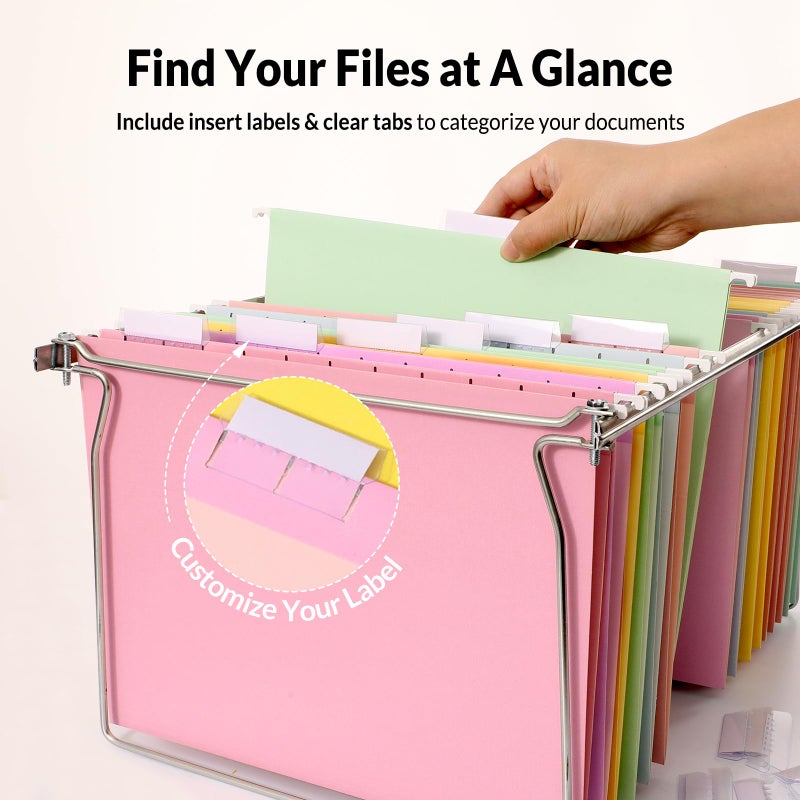 SUNEE 25 Pack Hanging File Folders, Bright Folders, Hanging File Folders Letter Size with 1/5-cut Tabs, Stay Organized for Your Home and Office Bulk File and Documents - Image 2
