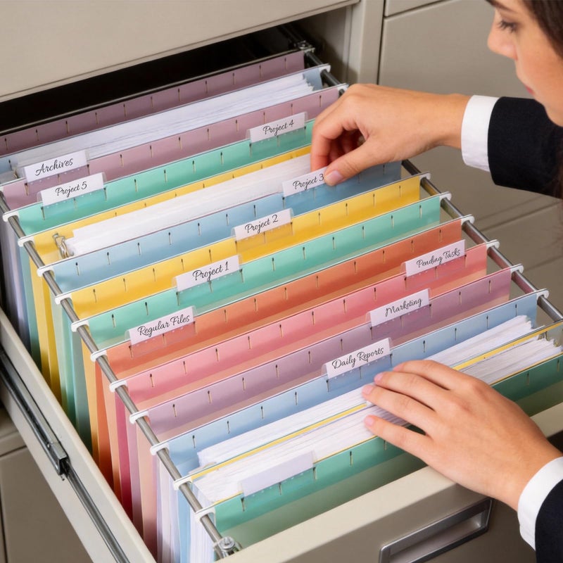 SUNEE 25 Pack Hanging File Folders, Bright Folders, Hanging File Folders Letter Size with 1/5-cut Tabs, Stay Organized for Your Home and Office Bulk File and Documents - Image 4