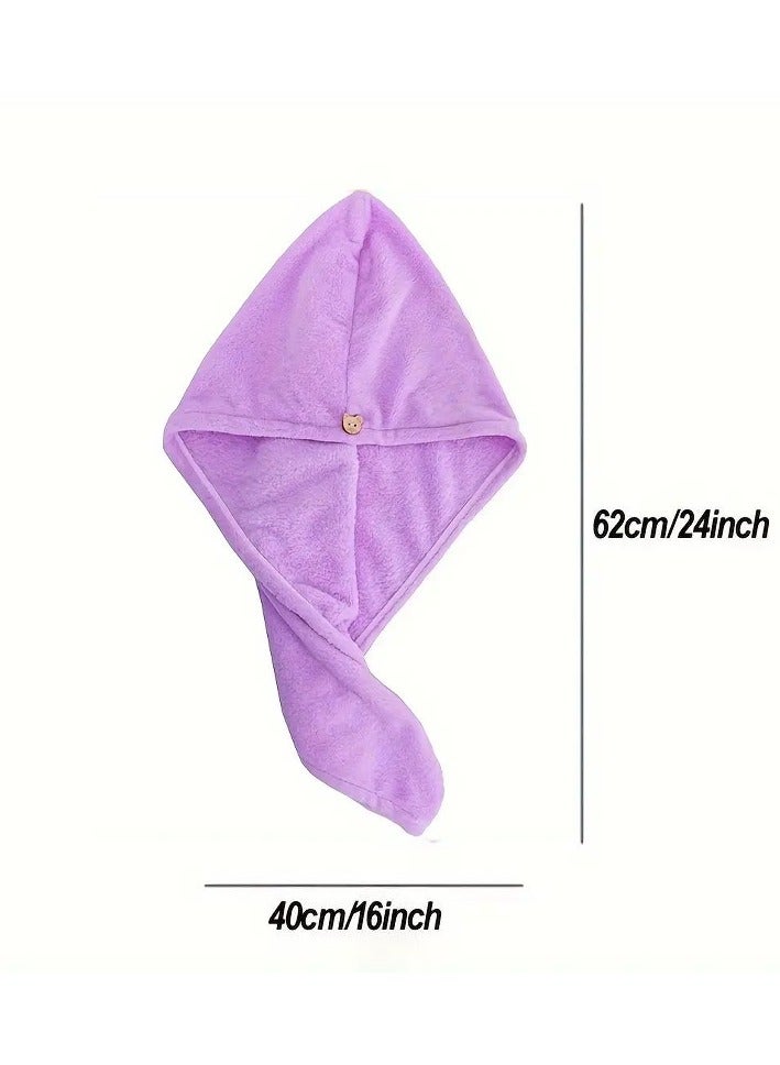 Goolsky 1pc Quick Dry Ultra-Soft Microfiber Hair Towel Turban with Button Closure - Super Absorbent No-Shedding Bath, Shower & Spa Head Wrap Cap for Women - Alcohol Free - Image 4