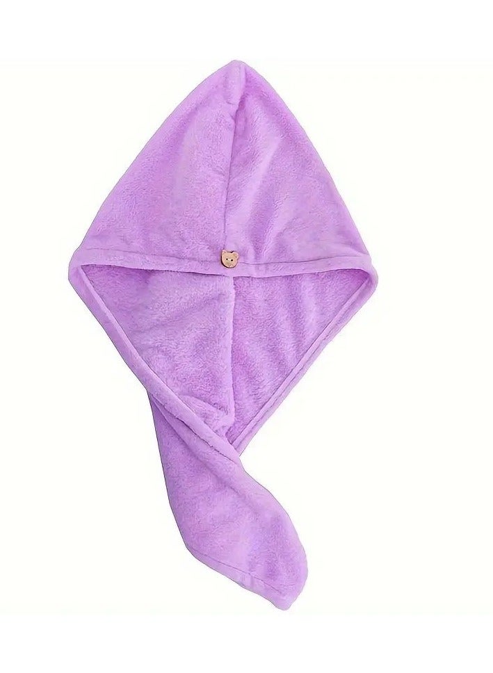 Goolsky 1pc Quick Dry Ultra-Soft Microfiber Hair Towel Turban with Button Closure - Super Absorbent No-Shedding Bath, Shower & Spa Head Wrap Cap for Women - Alcohol Free - Image 2