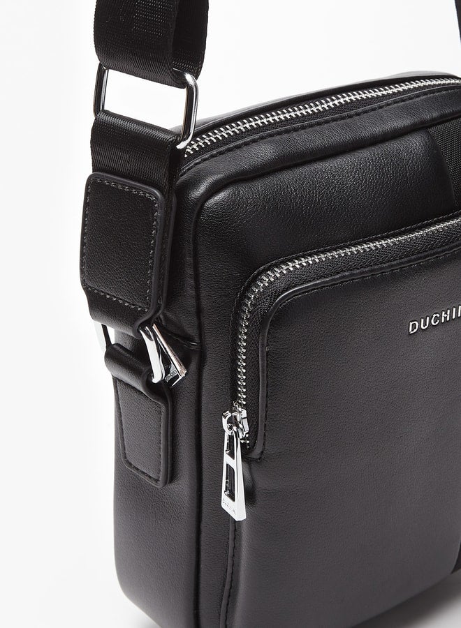 DUCHINI Men's Panelled Crossbody Bag with Adjustable Strap and Zip Closure - Image 3