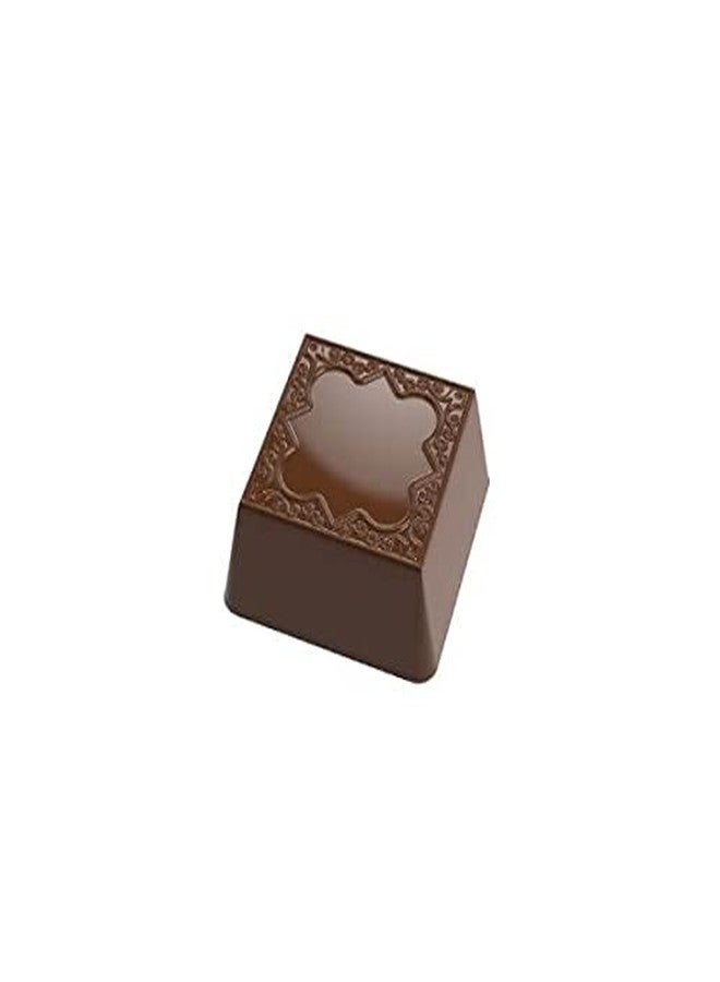 Greyas قالب شوكولاتة من البولي كربونات الشفاف من جرياس CM 3832، قالب حلوى يحتوي على 24 تجويفًا مربعًا مزخرفًا، كل منها 28 مم × 28 مم × 12.8 مم ارتفاعًا - Image 1