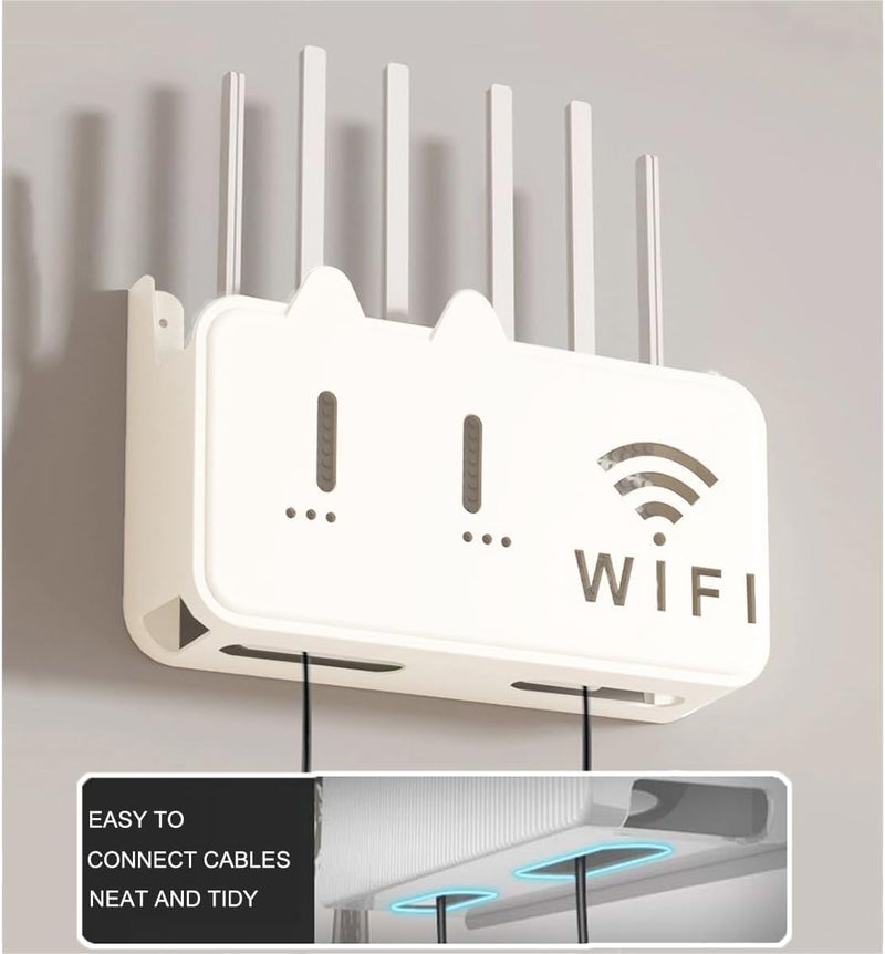 DORLANK WiFi Router Holder Wall Mount – Universal Wall Shelf for Modem, Set-Top Box, Smart Devices – Space-Saving Cable Organizer Stand for Home & Office (Multicolor) - Image 3