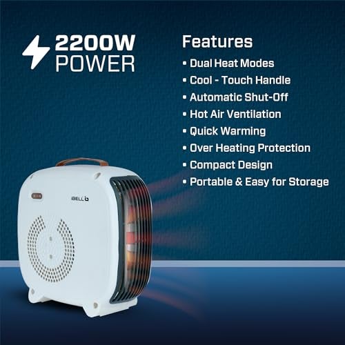 IBELL Electric Portable Room Heater for Bed Room | 2200W | Dual Heating Modes | Advanced Overheat Protection | Automatic shut off | Quick Warming | 2-year Warranty | White - Image 3