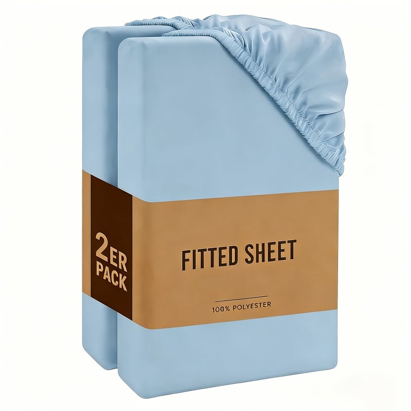 2-Pack Fitted Sheet Mattress Covers, Available in Multiple Sizes And Colors. Soft, Breathable And Comfortable, Suitable Summer for All Seasons. Perfect for Home And Hotel Use, Ideal Gift for Men, Women And Parents - Image 1