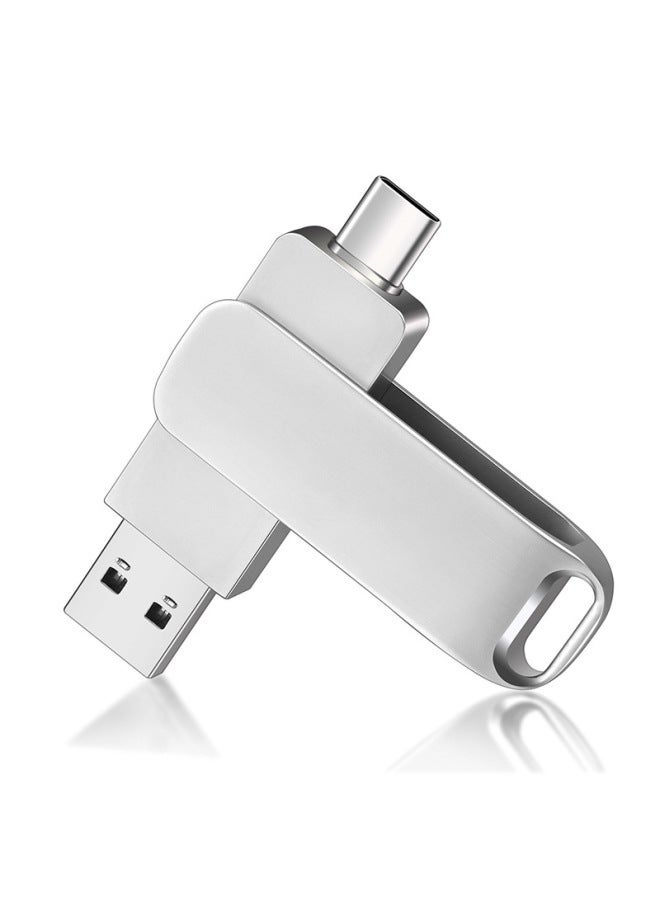 Metal U Disk Car 64gU Large Capacity 3.0 Computer Dual-use USB Type-c Mobile Phone Wholesale-Colour:Silver-Capacity:64GB  - Image 1