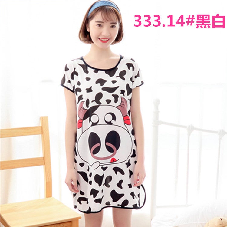 Cartoon Sweet Cute One-piece Nightgown 333.14# Black and White