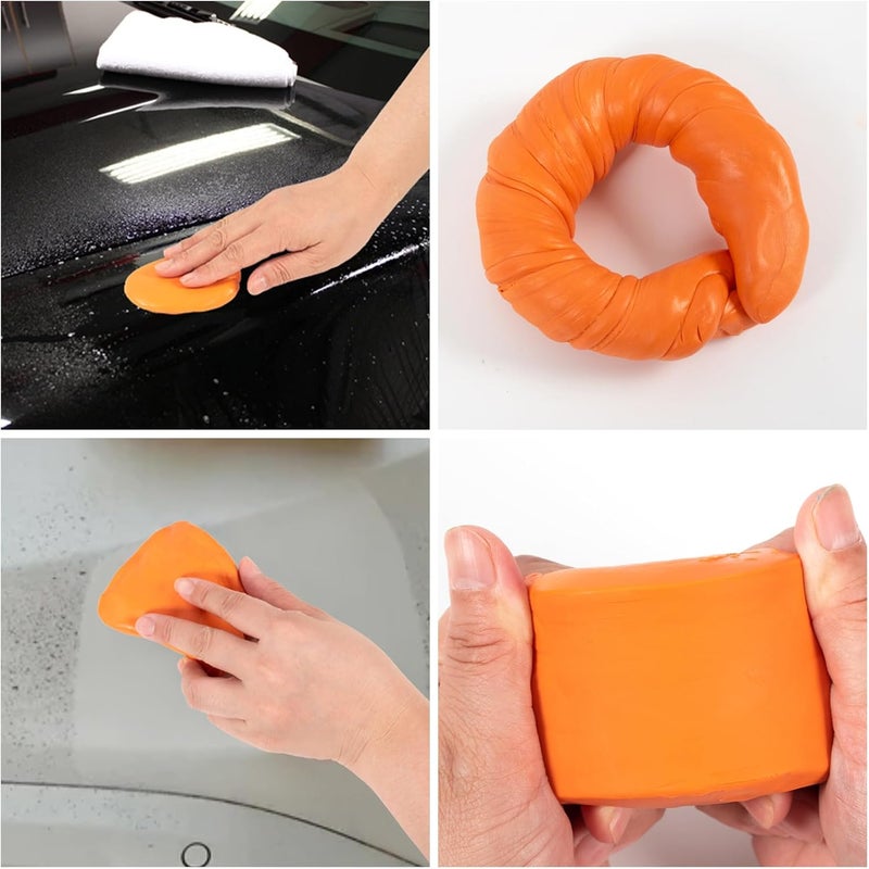 Kunoli Clay Bar, 4 Packs Magic Car Clay Bar, Car Detailing Kit for Cleaning and Adsorption Capacity for Car, Glass, Vehicles (100g/pack) (4, Orange) - Image 5