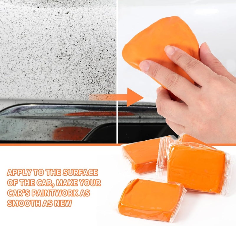 Kunoli Clay Bar, 4 Packs Magic Car Clay Bar, Car Detailing Kit for Cleaning and Adsorption Capacity for Car, Glass, Vehicles (100g/pack) (4, Orange) - Image 4