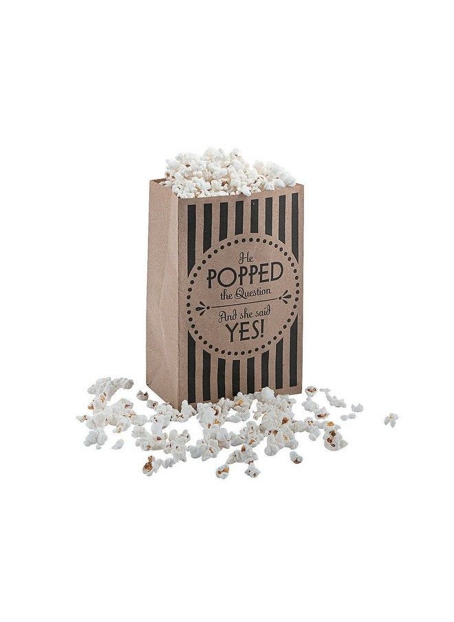 Fun Express 5 1/4" X 8" Wedding Popcorn Kraft Paper Treat Bags Party Supplies 12 Pieces  - Image 1