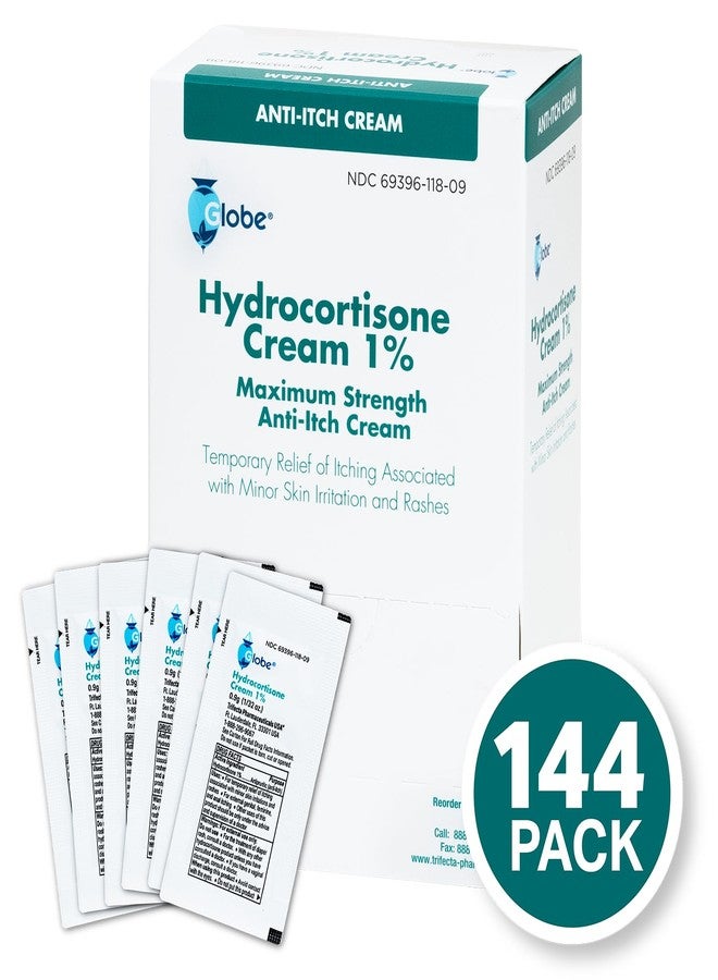 Globe (Box 144 Hydrocortisone 1% Maximum Strength Cream, (0.9g Single Packet) Anti-Itch Cream for Redness, Swelling, Itching, Rash, Bug/Mosquito Bites, Eczema, Hemorrhoids & More - Image 4