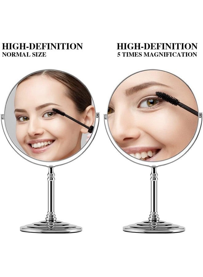 COLBEX Makeup Mirror Dual Sided Magnification 1X and 5X | Folding Portable Table Desk Vanity Oval Mirrors with Stand use for Cosmetic Shaving|Bathroom|Living|Bed|Dressing Room|Beauty Parlor - Image 4