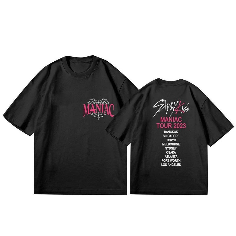 Kpop Vagrant Children With The Same Style Should Be Aided Clothes Letter Couple Short Sleeve T Maniac Concert T-Shirt For Men And Women - Image 1