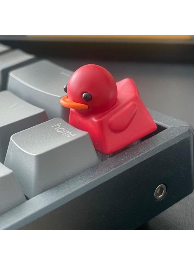 Personalized Resin Decompression Small Fat Duck Key Cap Small Yellow Duck Cross Shaft Mechanical Keyboard Key Cap Single Cute Cap-Color:Red Duck - Image 5