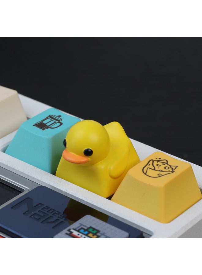 Personalized Resin Decompression Small Fat Duck Key Cap Small Yellow Duck Cross Shaft Mechanical Keyboard Key Cap Single Cute Cap-Color:Red Duck - Image 3
