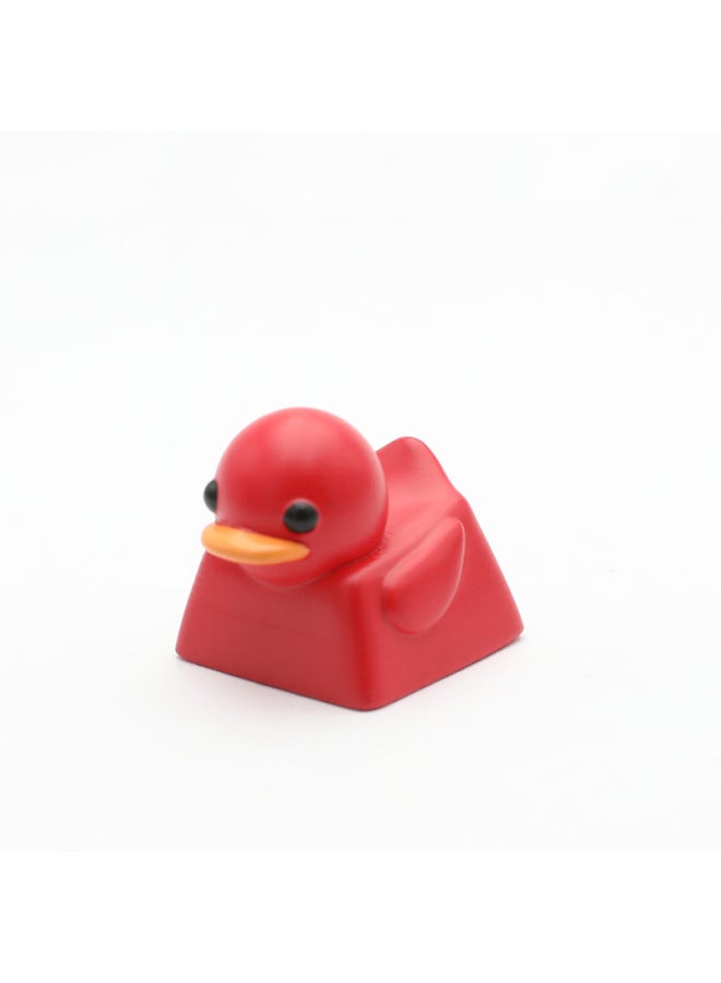 Personalized Resin Decompression Small Fat Duck Key Cap Small Yellow Duck Cross Shaft Mechanical Keyboard Key Cap Single Cute Cap-Color:Red Duck - Image 1