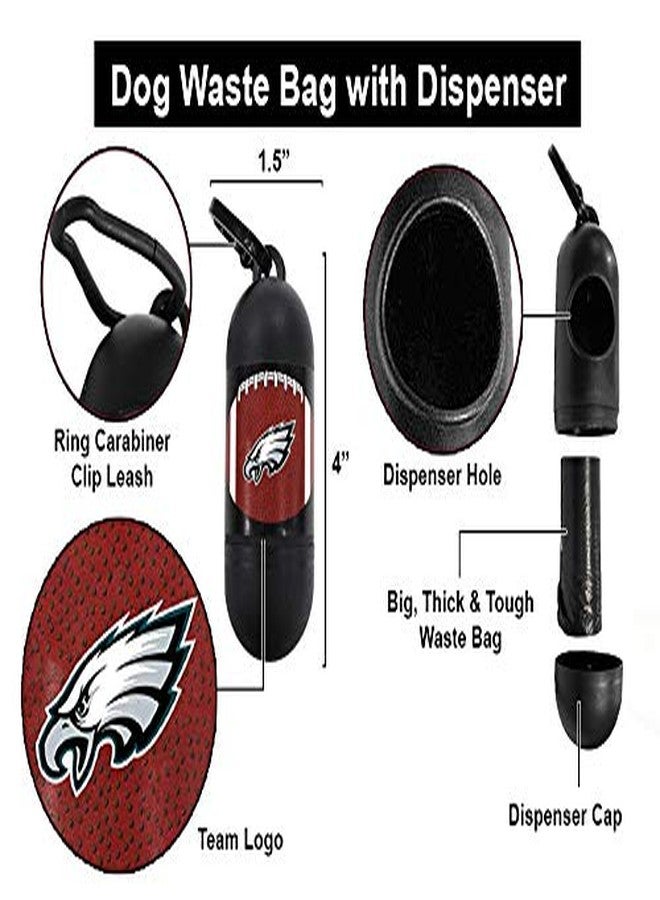 Pets First NFL PHILADELPHIA EAGLES PET LICENSED Poop Waste Bag Dispenser and D Ring for Leash with 900 Premium Garbage Bags - Image 2