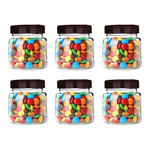 SAND DUNE Set of 6, 500 ml Each Storage Glass Jar Brown Cap, Transparent | BPA Free | Storage Jar Containers for Kitchen Pantry for Cookies, Dry Fruits, Masala, Spices, cereal, and flour - Image 1