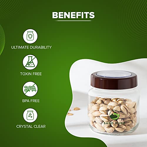 SAND DUNE Set of 6, 500 ml Each Storage Glass Jar Brown Cap, Transparent | BPA Free | Storage Jar Containers for Kitchen Pantry for Cookies, Dry Fruits, Masala, Spices, cereal, and flour - Image 4