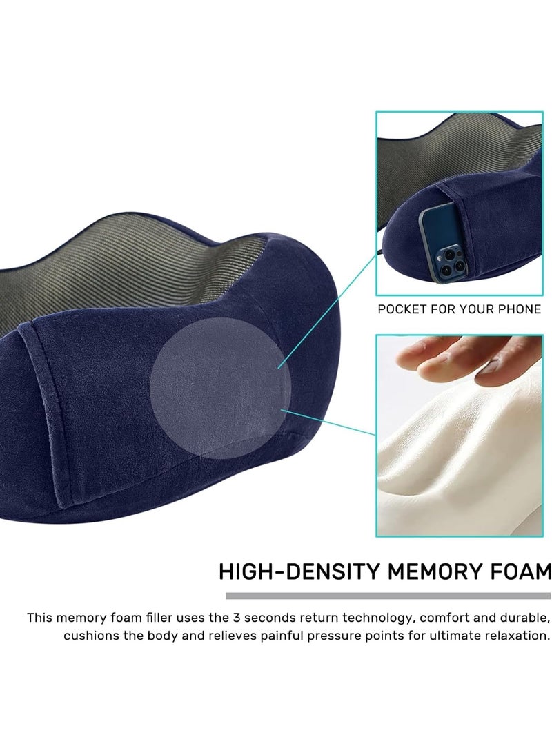Memory Foam Travel Neck Pillow 100% Memory Foam Velvet Fabric Airplane Neck Support Pillow For Car Train Bus Office Camping Soft Portable Ergonomic Travel Essential For Men Women Light Grey - Image 5