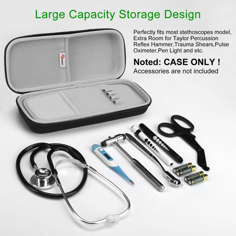 Opoway Stethoscope Carrying Case, Hard Stethoscope Case Compatible for 3M Littmann Classic III, Cardiology IV Diagnostic, MDF Acoustica Stethoscopes and Other Nurse Accessories (Black) - Image 3