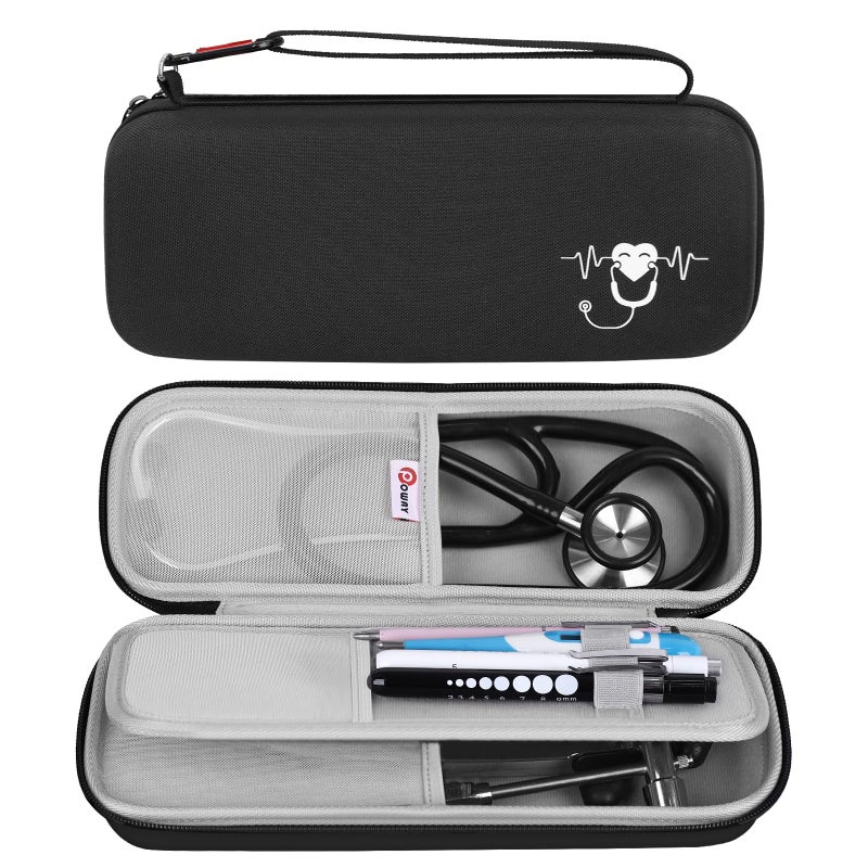 Opoway Stethoscope Carrying Case, Hard Stethoscope Case Compatible for 3M Littmann Classic III, Cardiology IV Diagnostic, MDF Acoustica Stethoscopes and Other Nurse Accessories (Black) - Image 1