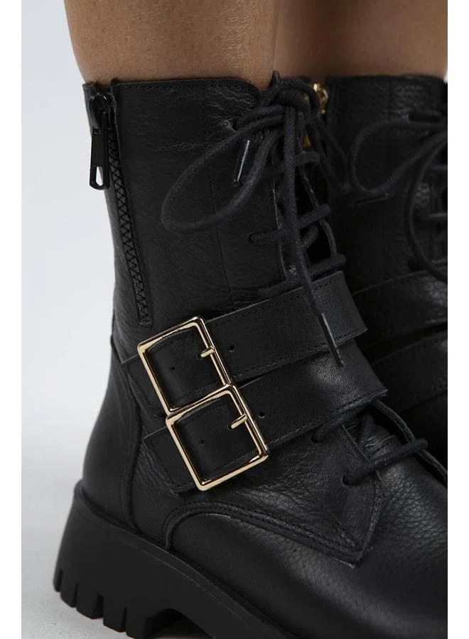 Manijero  Hannah Women's Genuine Leather Lace-Up Zippered Buckle Black Boot. for Women | Best Price UAE