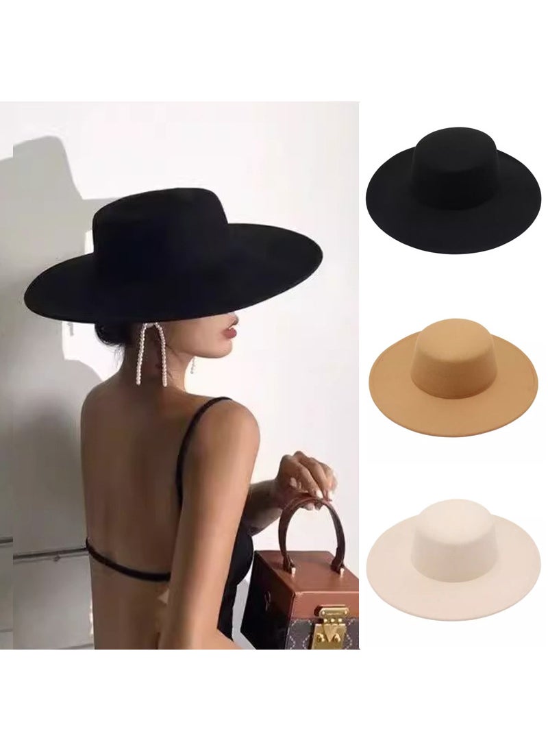 Generic - Autumn-Winter Felt Fedora Flat Cap Ladies MZ1443 khaki - Image 1