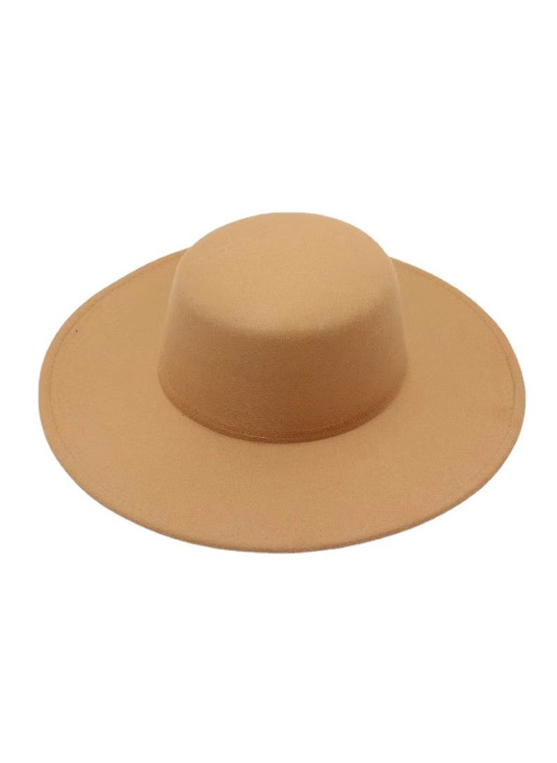 Generic - Autumn-Winter Felt Fedora Flat Cap Ladies MZ1443 khaki - Image 1
