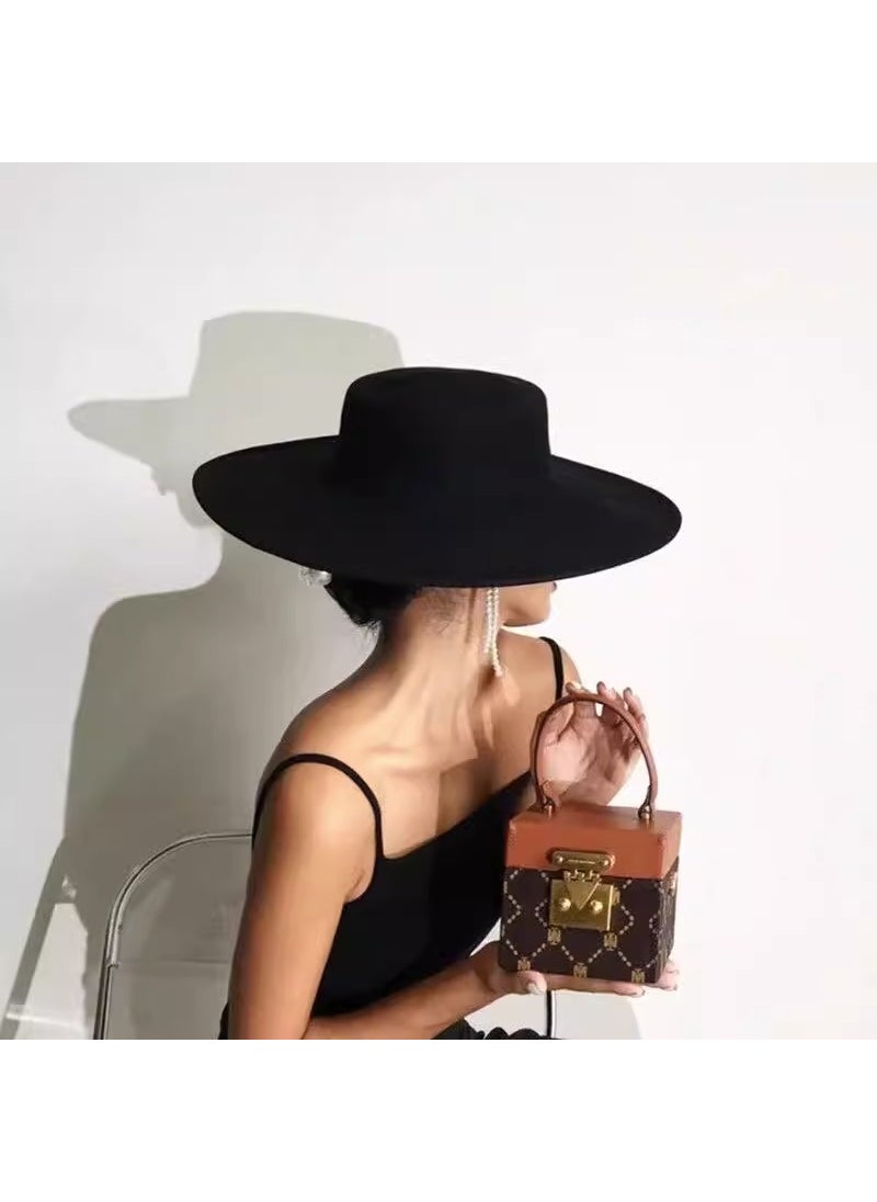 Generic - Autumn-Winter Felt Fedora Flat Cap Ladies MZ1443 khaki - Image 1