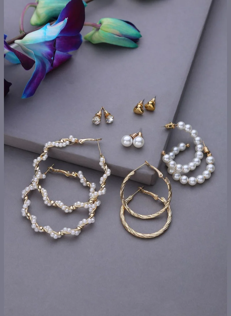 SOHI Pack of 3 Designer Hoop Earrings