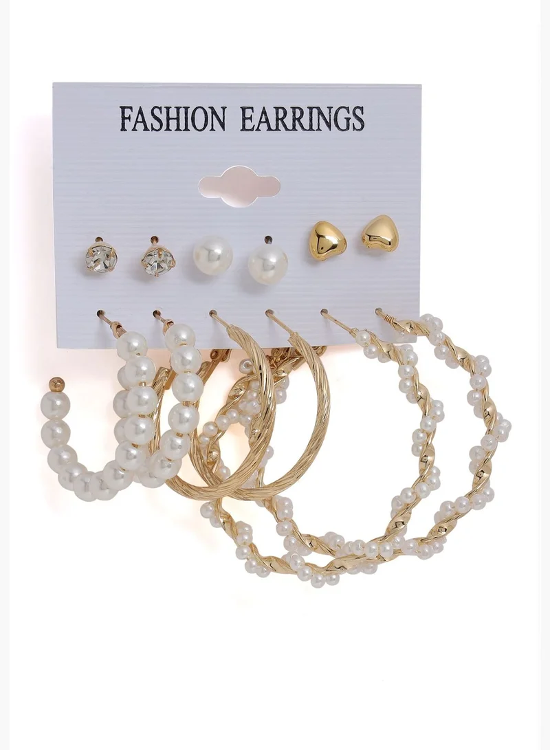 SOHI Pack of 3 Designer Hoop Earrings