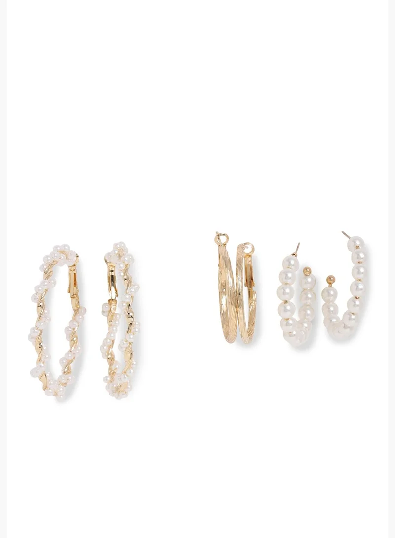 SOHI Pack of 3 Designer Hoop Earrings