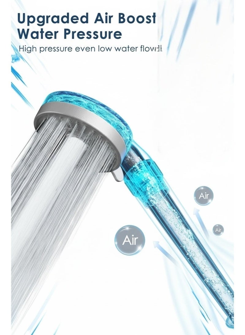 Lifenpure™ High-Pressure Modern Chrome Aerator Rainfall Massage Shower Head with ACF filter LPS012 - Image 3