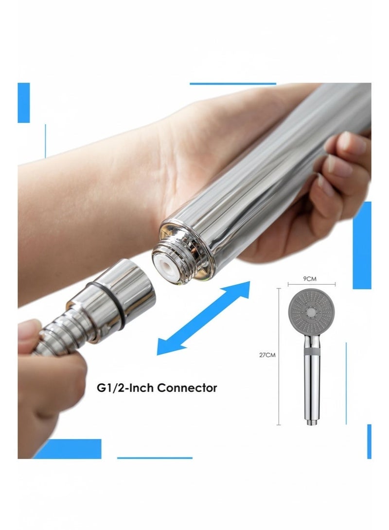 Lifenpure™ High-Pressure Modern Chrome Aerator Rainfall Massage Shower Head with ACF filter LPS012 - Image 4